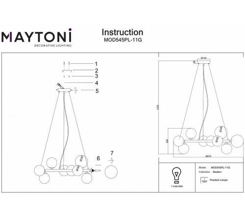 Подвесная люстра Maytoni Dallas MOD545PL-11G Подвесная люстра Maytoni Dallas MOD545PL-11G