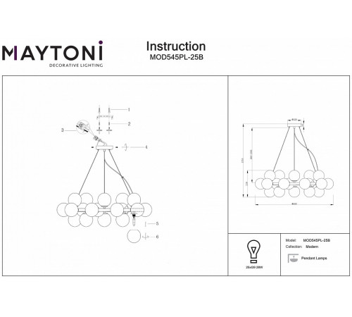 Подвесная люстра Maytoni Dallas MOD545PL-25B
