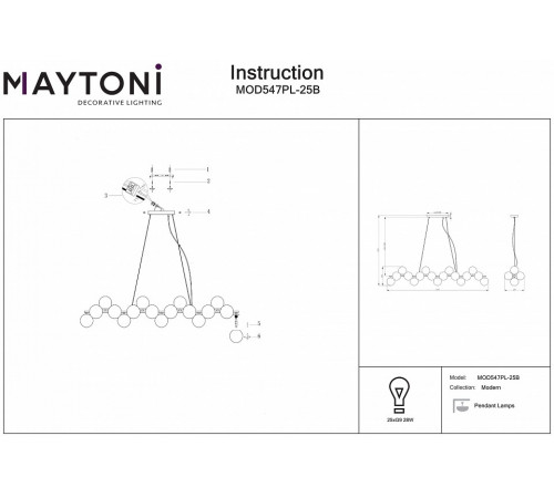 Подвесная люстра Maytoni Dallas MOD547PL-25B