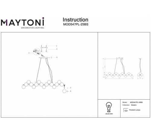 Подвесная люстра Maytoni Dallas MOD547PL-25BS