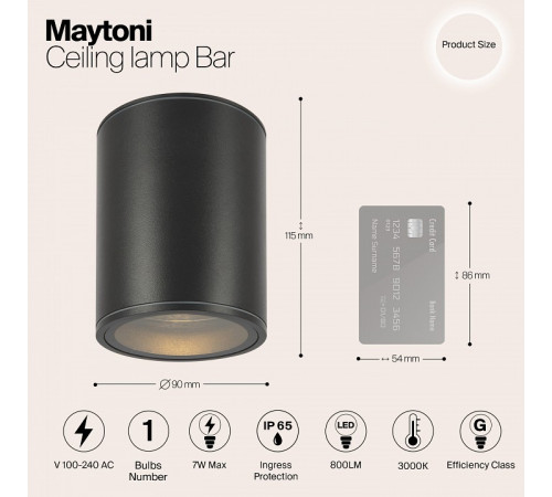 Уличный потолочный светильник Maytoni Bar O306CL-L7GF