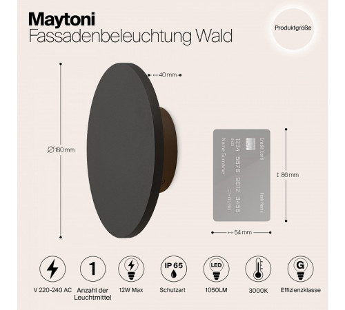 Уличный настенный светильник Maytoni Wald O420WL-L12GF