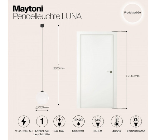 Подвесной светильник Maytoni Luna P039PL-5W4K-20-B