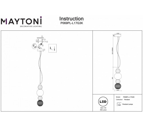 Подвесной светильник Maytoni Collar P069PL-L17G3K Подвесной светильник Maytoni Collar P069PL-L17G3K