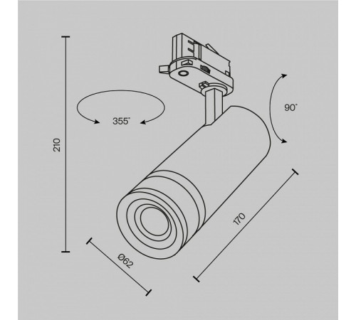 Трековый трехфазный светильник Maytoni Focus Zoom TR198-3-20W4K-Z-B