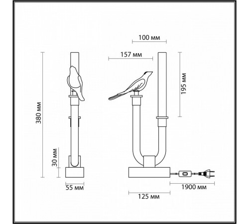 Настольная лампа Odeon Light Lark L-vision 5431/2TL
