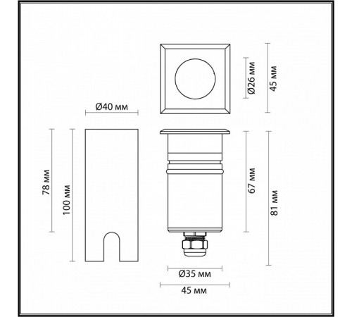 Грунтовый светильник Odeon Light Ingro 6661/1GB Грунтовый светильник Odeon Light Ingro 6661/1GB