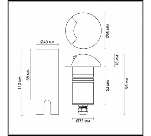 Грунтовый светильник Odeon Light Nature Wald 6662/3GL3