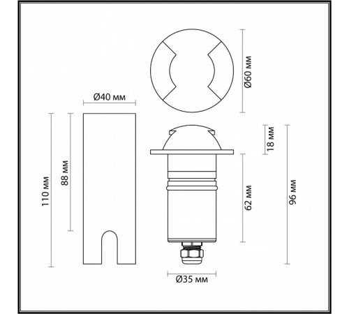 Грунтовый светильник Odeon Light Wald 6662/2GL