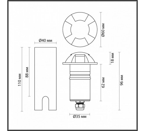 Грунтовый светильник Odeon Light Nature Wald 6662/3GL3