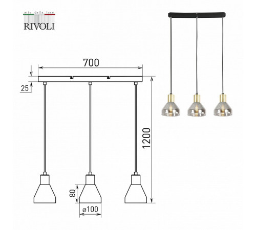 Подвесной светильник Rivoli Kassandra 3118-303 Б0054679