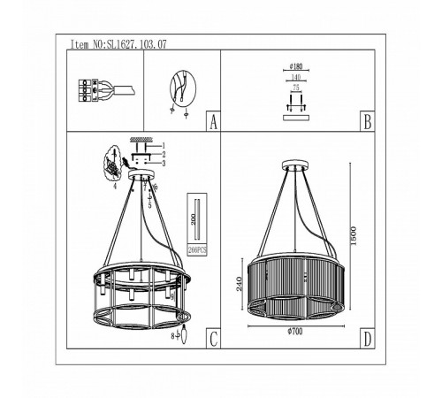 Подвесная люстра ST Luce Velletri SL1627.103.07 Подвесная люстра ST Luce Velletri SL1627.103.07