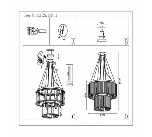 Подвесная люстра ST Luce Velletri SL1627.103.11 Подвесная люстра ST Luce Velletri SL1627.103.11