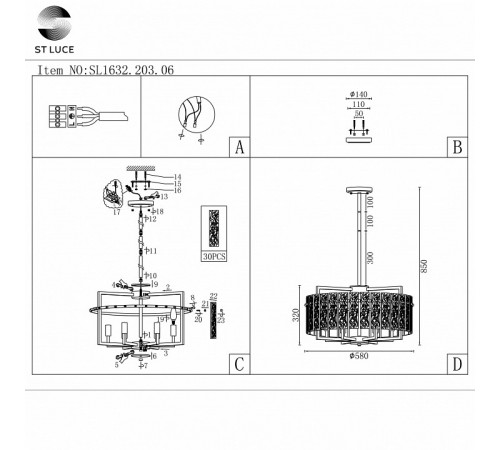 Подвесная люстра ST Luce Mira SL1632.203.06 Подвесная люстра ST Luce Mira SL1632.203.06