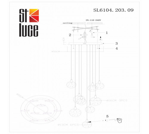 Подвесная люстра ST Luce Montecelio SL6104.203.09