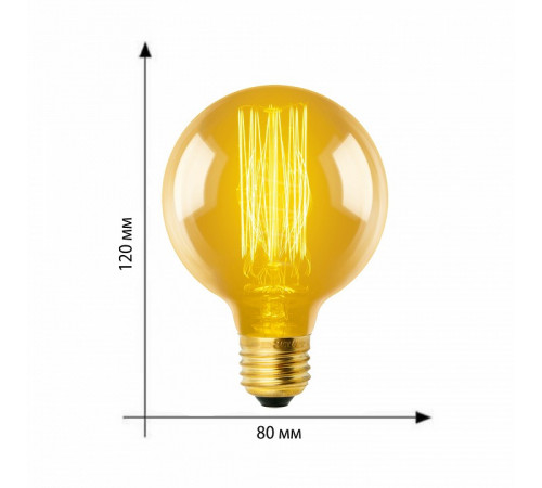 Лампа накаливания (UL-00000478) Uniel E27 60W золотистый IL-V-G80-60/GOLDEN/E27 VW01