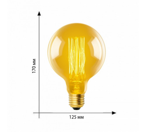Лампа накаливания (UL-00000480) Uniel E27 60W золотистый IL-V-G125-60/GOLDEN/E27 VW01