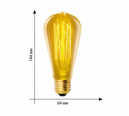 Лампа накаливания (UL-00000482) Uniel E27 60W золотистая IL-V-ST64-60/GOLDEN/E27 VW02