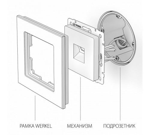 Розетка Ethernet RJ-45 Werkel графит рифленый W1181004 4690389158674 Розетка Ethernet RJ-45 Werkel графит рифленый W1181004 4690389158674