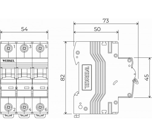 Автоматический выключатель 3P 20 A C 4,5 кА Werkel W903P204 4690389192814 a062527