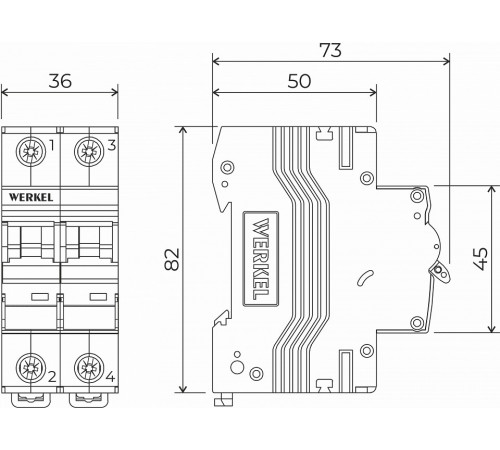 Автоматический выключатель 2P 63 A C 6 кА Werkel W902P636 4690389192937 a062547