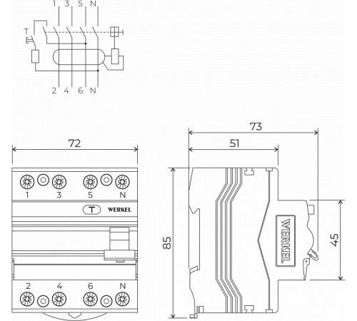 Устройство защитного отключения 3P+N 63 A 30m А АС 6 kА Werkel W914P636 4690389193200 a062566