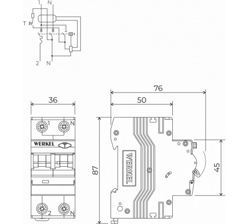 Дифференциальный автомат 1P+N 25 A 30 mА 6 kА C А Werkel W922P256 4690389193248 a062570