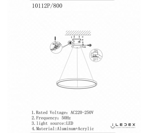 Подвесная люстра iLedex Axis 10112P/1-24W-3000K-D800 BR Подвесная люстра iLedex Axis 10112P/1-24W-3000K-D800 BR