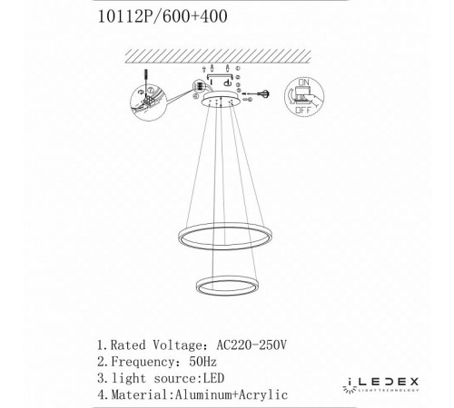 Подвесная люстра iLedex Axis 10112P/2-39W-3000K (6/4) BR