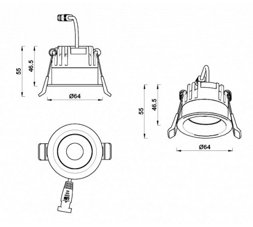 Встраиваемый светильник iLedex Mars 107-7W-D64-4000K-24DG-BK