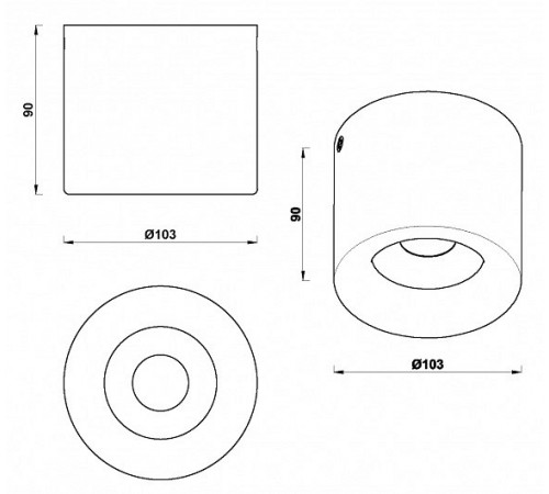 Накладной светильник iLedex Metrica 113-12W-D100-3000K-24DG-BK Накладной светильник iLedex Metrica 113-12W-D100-3000K-24DG-BK