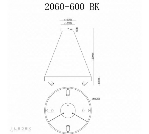 Подвесная люстра iLedex Vision 2060-D600 BK