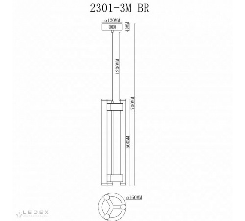 Подвесной светильник iLedex Rocks 2301-3M BR