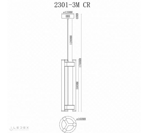 Подвесной светильник iLedex Rocks 2301-3M CR