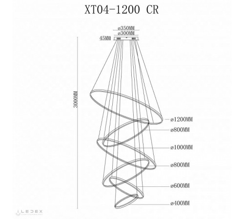 Подвесная люстра iLedex Axis XT04-D1200 CR Подвесная люстра iLedex Axis XT04-D1200 CR