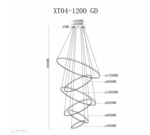 Подвесная люстра iLedex Axis XT04-D1200 GD Подвесная люстра iLedex Axis XT04-D1200 GD